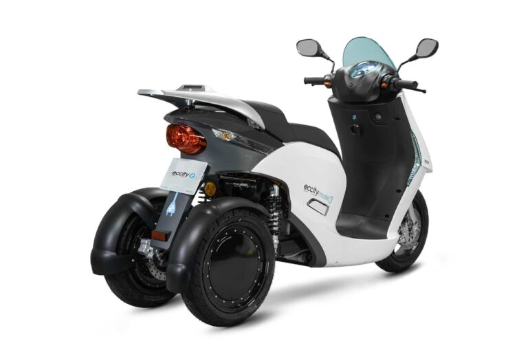 ECCity Model 3 Electric Motorcycle White Rear RHS