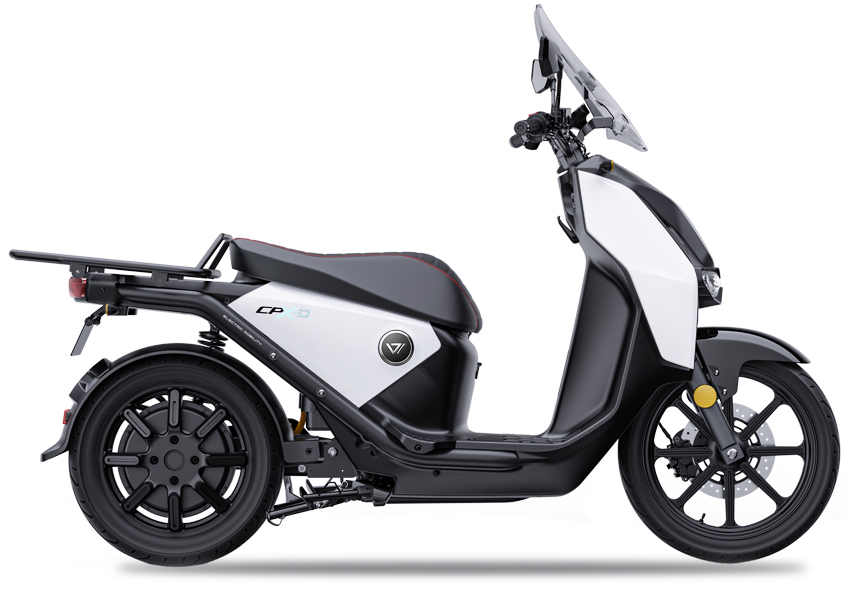 Vmoto CPX Fleet electric scooter in white, side view