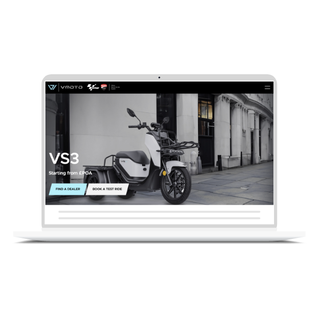 Vmoto fleet and energy systems shown on a laptop screen